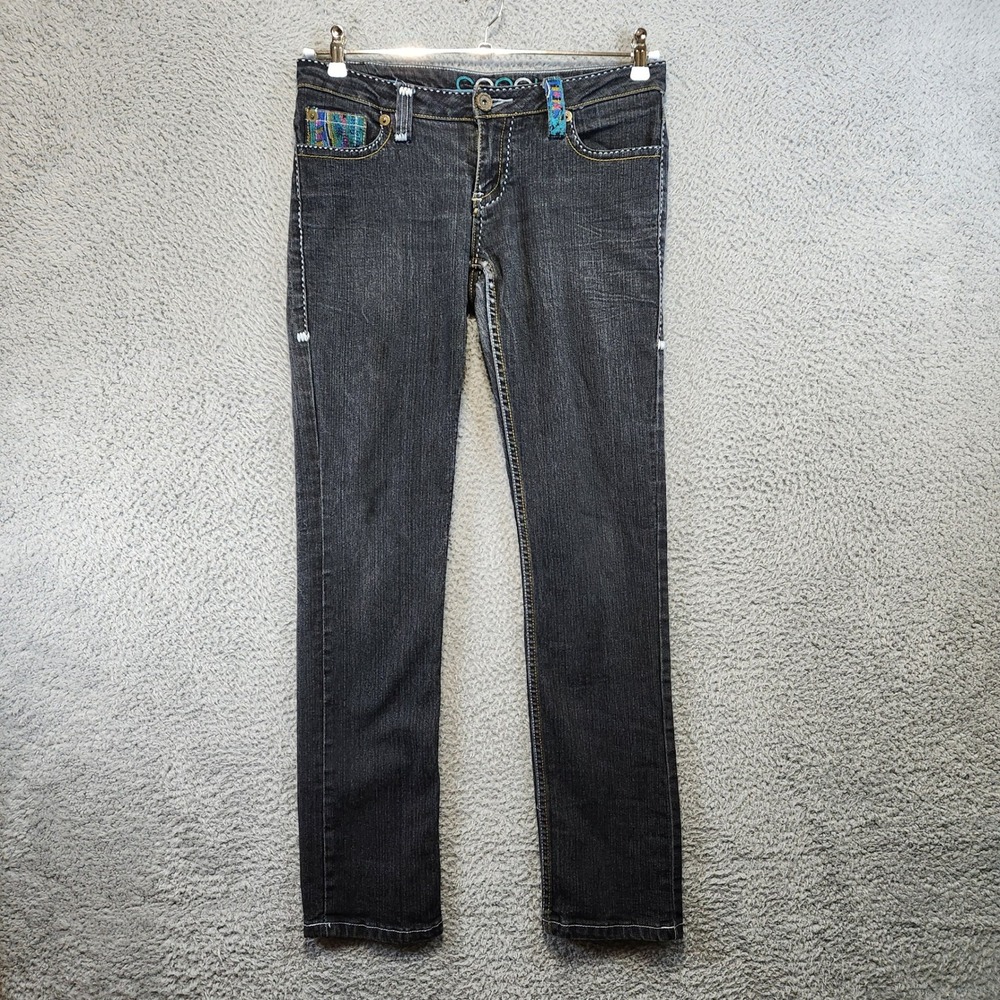 Coogi Straight Leg‎ Jeans Womens 9/10 (Fits 32x31.5) Low Rise Embroidered Dark